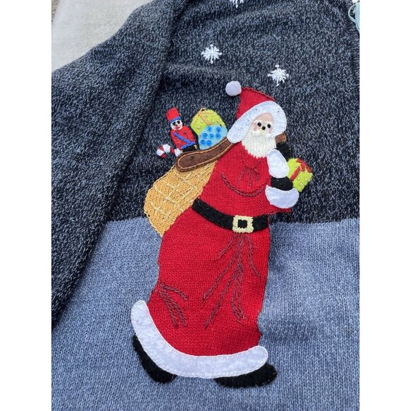Main Street Blues Vintage 90s Christmas Holiday Knit Zip Cardigan Sweater 3X - Picture 4 of 14